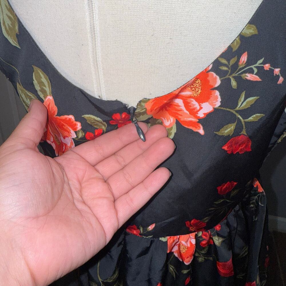 The Occasion by Old Navy Fit & Flare Taffeta Mini Dress, Red Floral, L 705411 - Picture 3 of 8